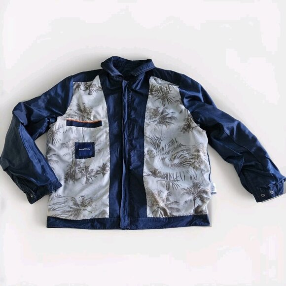Tommy Bahama Jacket Mens M Navy Cotton Nylon Full Zip Lined Windbreaker Pockets - Picture 9 of 16